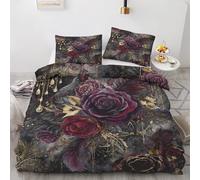 Générique Housse de Couette Fleur Rose 180x200cm Parure de Lit Capteur De Rêves 3 Pièces, Ensemble Literie Plume Luxe Imprimé Réversible avec 2 Taies d'oreiller 65x65cm