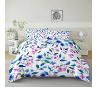 Générique Housse De Couette Fleurs Sauvages À L’Aquarelle 90 x 200 cm Parure De Lit Personne, Blanc Housse De Couette en Microfibre Et Taies d'oreiller - Ensemble De Literie pour Adulte Enfant