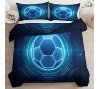 Générique Housse de Couette Football Cartoon pour Enfants 220 x 240 cm, Doux 3 Pièces Ensembles de Literie À Style Sci FI - Housse de Couette en Microfibre Hypoallergique avec 2 Taies d'oreiller