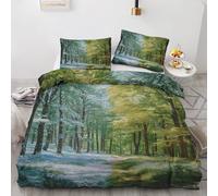 Générique Housse de Couette Forêt Nature Arbres Paysage, Parure de Lit 200x200 Jungle, Microfibre Sets de Housse de Couette Adulte, 3 pièces Ensemble avec 2 Taies d'oreiller pour 2 Personne s5i39