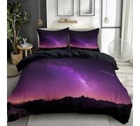 Générique Housse de Couette Galaxie Étoilée Imprimé Parure de Lit Microfibre Ado Parure Violet Housse Couette 220 x 240 cm avec Fermeture Éclair, avec 2 Taie d'oreiller 65x65cm