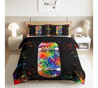 Générique Housse de Couette Graffiti Skateboard 240 x 220 cm | Parure de lit Sports Extrêmes Rue 3 pièces Douce Respirable Housse de Couette avec 2 Taies d'oreiller 65 x 65 cm