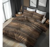 Générique Housse de Couette Grain de Bois 240 x 260, Parure de Lit Motif Rustique Vintage Bois 2 Personnes - Decoration - 2 Taies d'oreiller 65x65, Fermeture Éclair, Microfibre - PKA10439