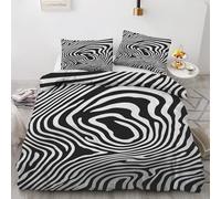 Générique Housse de Couette Illusion D'optique Parure de Lit 3 Pièces Stripes Abstrait Modernee Lignes en Spirale, Ensemble Literie 200x200 cm Housse Couette avec 2 Taies d'oreiller 65x65 cm
