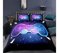 Générique Housse de Couette Jeu Parure de Lit 200x200cm Adulte Manette De Jeu Colorée 3 Pièces Parure De Lit avec 2 Taies d'oreiller 65x65cm, Fille Garcon Decoration Chambre