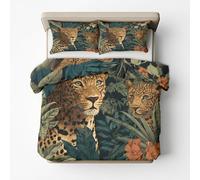 Générique Housse de Couette Léopard - 220x240-2 Taies d'oreiller 65x65 - Parure de Lit 2 Personnes Imprimé Safari Animaux - Decoration Chambre - Zippée - Microfibre J&L15