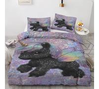 Générique Housse de Couette Licorne Parure de Lit 240x260 cm Papillon Rêve, Housse Couette Ensemble Literie Imprimé Réversible avec 2 Taies d'oreiller 65x65 cm