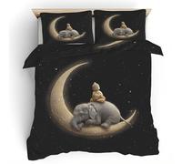 Générique Housse de Couette Lune Ciel Étoilé avec 2 Taies d’Oreiller, Éléphant Bouddha Réversible Parure de Lit en Microfibre Respirante avec Fermeture Éclair, Ensemble 3 Pièces 200x200 f8Y2