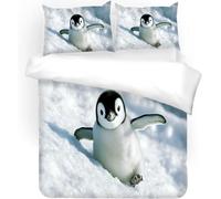 Générique Housse de Couette Manchot 240x260 Parure de Lit 3D Imprimé Animaux Sauvages Neige 3 Pièces Douce Microfibre Literie avec Fermeture Éclair,2 Taies d'oreiller 50x75 pour Adulte 1f99