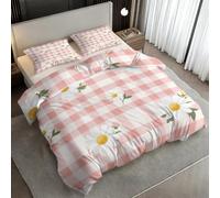 Générique Housse de Couette Marguerite 240x200 cm, 3 Pièces | Parure de Lit Plaid Rustique Fleur Blanc, 2 Taie d'Oreiller 65x65cm Zippée, Microfibre Doux Respirant, Décoration