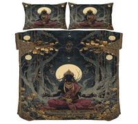 Générique Housse de Couette Méditation Dieu Boho - Parure de lit Mystique 220x240 - Literie 2 Personnes en Microfibre avec 2 Taies d'oreiller - Réversible 3 Pièces - Fermeture Éclair Gu702