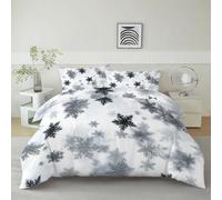 Générique Housse De Couette Motif De Flocon De Neige De Noël 200 x 200 cm Parure De Lit Personne, Blanc Housse De Couette en Microfibre Et Taies d'oreiller - Ensemble De Literie pour Adulte Enfant