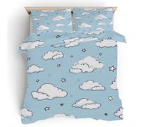 Générique Housse de Couette Nuage Motif Étoile avec 2 Taies d’Oreiller, Dessin Animé Parure de Lit en Microfibre Respirante avec Fermeture Éclair, Ensemble 3 Pièces 240x220, Toutes Saisons f8Y2