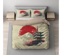 Générique Housse de Couette, Parure de Lit, Microfibre Ultra Douce, Doux pour la Peau Respirant, Réversible avec Fermeture Éclair Invisible King 240 x 220 cm Beige Anime Architecture