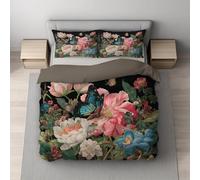 Générique Housse de Couette, Parure de Lit, Microfibre Ultra Douce, Doux pour la Peau Respirant, Réversible avec Fermeture Éclair Invisible 1 Personne 140 x 200 cm Rose Poétique Floral