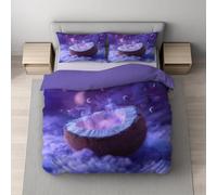 Générique Housse de Couette Parure de Lit Réversible en Microfibre Ultra Douce et Respirante avec Fermeture Éclair Invisible, 2 Personnes, 220 x 240 cm, Violet, Halloween Noix De Coco Lune Croissante