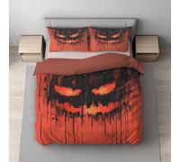 Générique Housse de Couette Parure de Lit Réversible en Microfibre Ultra Douce et Respirante avec Fermeture Éclair Invisible, 2 Personnes, 220 x 240 cm, Rouge, Halloween Citrouille-Lanterne Lanterne
