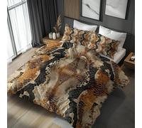 Générique Housse de Couette Peau de Serpent 220x240, Parure de Lit Motif Animaux Peau 2 Personnes - Decoration - 2 Taies d'oreiller 65x65, Fermeture Éclair, Microfibre - PKA14671
