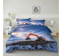 Générique Housse De Couette Photographie Neige Excavatrice 240 x 260 cm Parure De Lit Personne, Bleu Housse De Couette en Microfibre Et Taies d'oreiller - Ensemble De Literie pour Adulte Enfant