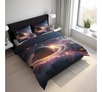 Générique Housse de Couette Planète, Parure de Lit 140x200 cm Univers Nuage Système Solaire, Doux Microfibre, Fermeture Éclair Comprend Une Taies d'oreiller 65x65 cm PZ&S-28