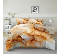 Générique Housse de Couette Réversible 140 x 200 cm 1 Personne, Parure de Lit Élégant Doux Marbre Orange Clair Douce avec 2 Taie 65x65 cm, Entretien Facile Ados Adultes