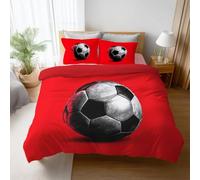 Générique Housse de Couette Rouge Classique - 200 x 200 cm - 2 Taies d'oreiller - Sport Football HD Réversible Parure de lit Facile d'entretien Lavable Literie avec Fermetures éclair