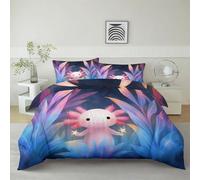 Générique Housse De Couette Salamandre De Dessin Animé 90 x 200 cm Parure De Lit Personne, Rose Housse De Couette en Microfibre Et Taies d'oreiller - Ensemble De Literie pour Adulte Enfant