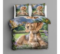 Générique Housse de Couette Spaniel De Cocker Anglais 240 x 260 pour 2 Personnes - Parure de Lit Imprimée Chien, 2 Taies d'oreiller 65x65, Linge de Lit Microfibre avec Fermeture Éclair L&-5623
