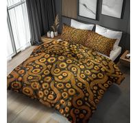 Générique Housse de Couette Spirale Cercle Géométrique - 140x200-1 Taie d'oreiller 65x65 - Parure de Lit 1 Personne Imprimé Dessin au Trait Abstrait - Decoration Chambre - Zippée - Microfibre HD&108