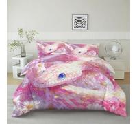 Générique Housse de Couette Style Anime Serpent Rose 140 x 200 cm avec 2 Taies d'oreiller 65x65 cm, Parure de Lit Réversible Rose, Microfibre Linge de Lit 2 Personnes