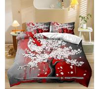 Générique Housse de Couette Style Japonais Cerisier en Fleurs Épée 240x260cm 3D Motif 3 Pièces Parure de lit Enfant Ado Fille Garçon Ultra Doux Microfibre Housse de Couette avec Fermeture Éclair
