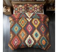 Générique Housse de Couette Sud-Ouest 1 Personne, Parure de Lit 140x200 Aztèque Amérindien, Microfibre Douce, 1 Taies d'oreiller 65x65, Fermeture Éclair, Decoration Chambre BhT11