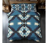 Générique Housse de Couette Sud-Ouest 1 Personne, Parure de Lit 140x200 Aztèque Rustique Amérindien, Microfibre Douce, 1 Taies d'oreiller 65x65, Fermeture Éclair, Decoration Chambre BhT11