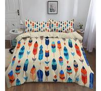 Générique Housse De Couette Thème Simple Flèche PlumeBeige Fille Garcon 3DParure de Lit 2 Personne Douce Microfibre Literie 3 pièces avec Fermeture 140 x 200 cm
