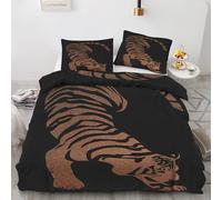 Générique Housse de Couette Tigre Parure de Lit 240x260 cm Animaux Style Chinois, Housse Couette Ensemble Literie Imprimé Réversible avec 2 Taies d'oreiller 65x65 cm
