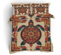 Générique Housse de Couette Tortue de Mer Enfants Parure de Lit Tribal Sud-Ouest avec 1 Taie d’Oreiller 65x65, Ensemble en Microfibre Douce avec Fermeture Éclair, Idéal pour Ados,135x200 f8Y2