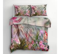 Générique Housse de Couette Tropical 140x200, Parure de Lit Motif Jungle Forêt Palmier Fleurie 1 Personne - Decoration - Taie d'oreiller 65x65, Fermeture Éclair, Microfibre - PKA12126