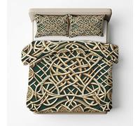 Générique Housse de Couette Viking 240 x 260, Parure de Lit Motif Nœud Celtique 2 Personnes - Decoration - 2 Taies d'oreiller 65x65, Fermeture Éclair, Microfibre - PKA15903