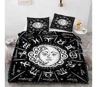 Générique Housse de Couette200x200 3D Imprimé Douze Constellations Parure de lit Douce Microfibre Gothique Style Ensemble de 2 Taie d'oreiller 50x75 Literie et avec Fermeture Éclair27c29