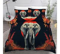 Générique Housse de Couette200x200 3D Imprimé éléphant Parure de lit 2 Personnes Douce Microfibre Animaux Rétro Ensemble de Literie avec Fermeture Éclair et 2 Taie d'oreiller 50x75 17A37