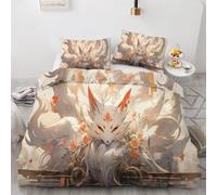 Générique Housse de Couette200x200 3D Imprimé Fox Parure de lit 2 Personnes Douce Microfibre Animals, Red, White Ensemble de Literie avec Fermeture Éclair et 2 Taie d'oreiller 50x75 1A21