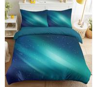 Générique Housse de Couettes Rêveur Espace Parure de Lit 4 Pièces, Microfibre Bleu Marine Modèle de Ensemble de Literie avec 2 Taies d'oreillers et 1 Drap de lit (240 x 220 cm,Dégradé Ciel étoilé)