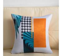 Générique Housse de Coussin Lot de 4 LinModèle Bleu Orange 45x45 CM