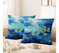 Générique Housse de Coussin Serein, Forêt, Silhouette 65 x 65 CM Arbres, Fleurs, Herbe Verte, Collines Doux Décoratif Taie d'oreiller pour Décorations Festives, Chambre, Chaise
