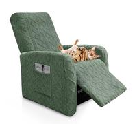 Générique Housse De Fauteuil Jacquard 4 Pièces, Housse pour Fauteuil Relax Electrique épaisse Et Extensible avec Poches, Housse De Canapé Inclinable pour Enfants, Animaux(Green)