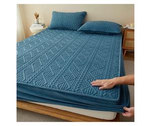 Générique Housse De Matelas Moelleuse À Poche Profonde Garniture Matelassée Haut De Gamme Microfibre Qualité Hôtelière Compatible Matelas Six À Dix Huit Pouces(Blue,90 * 200cm)