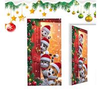 Générique Housse De Porte De Noël - Imperméable Réutilisable Festif Mignon | Housse de Porte pour Les Vacances de Noël Décoration d'Extérieur - pour Fête, Vacances, Hiver,