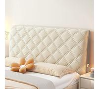Générique Housse de Protection matelassée en Velours épais Couvre Tete De Lit De Chambre pour lit Double, Simple ou King Size, Housse de Tête de Lit avec Poche Blanc 160 cm/63 Pouces
