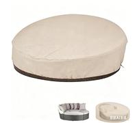 Générique Housse De Protection pour Lit De Jardin Rond, Housse Imperméable en Tissu Oxford 600D, Couverture Extérieure Résistante Aux Intempéries avec Poignées (Beige,Ø223x88/45cm)