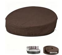 Générique Housse de Protection pour Lit de Jardin Rond - Tissu Oxford 600D Imperméable, Traitement Anti-UV, Cordon de Serrage et Poignées, Disponible en Ø190 et Ø223 cm (Brown,Ø190x88/45cm)